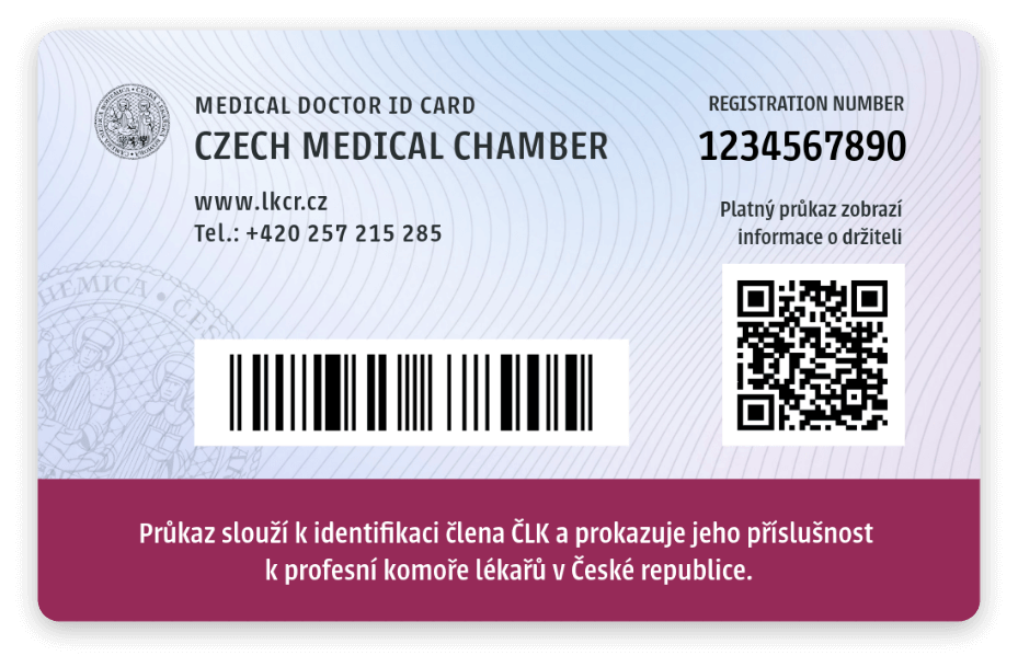 Průkaz lékaře - plastový - zadní strana
