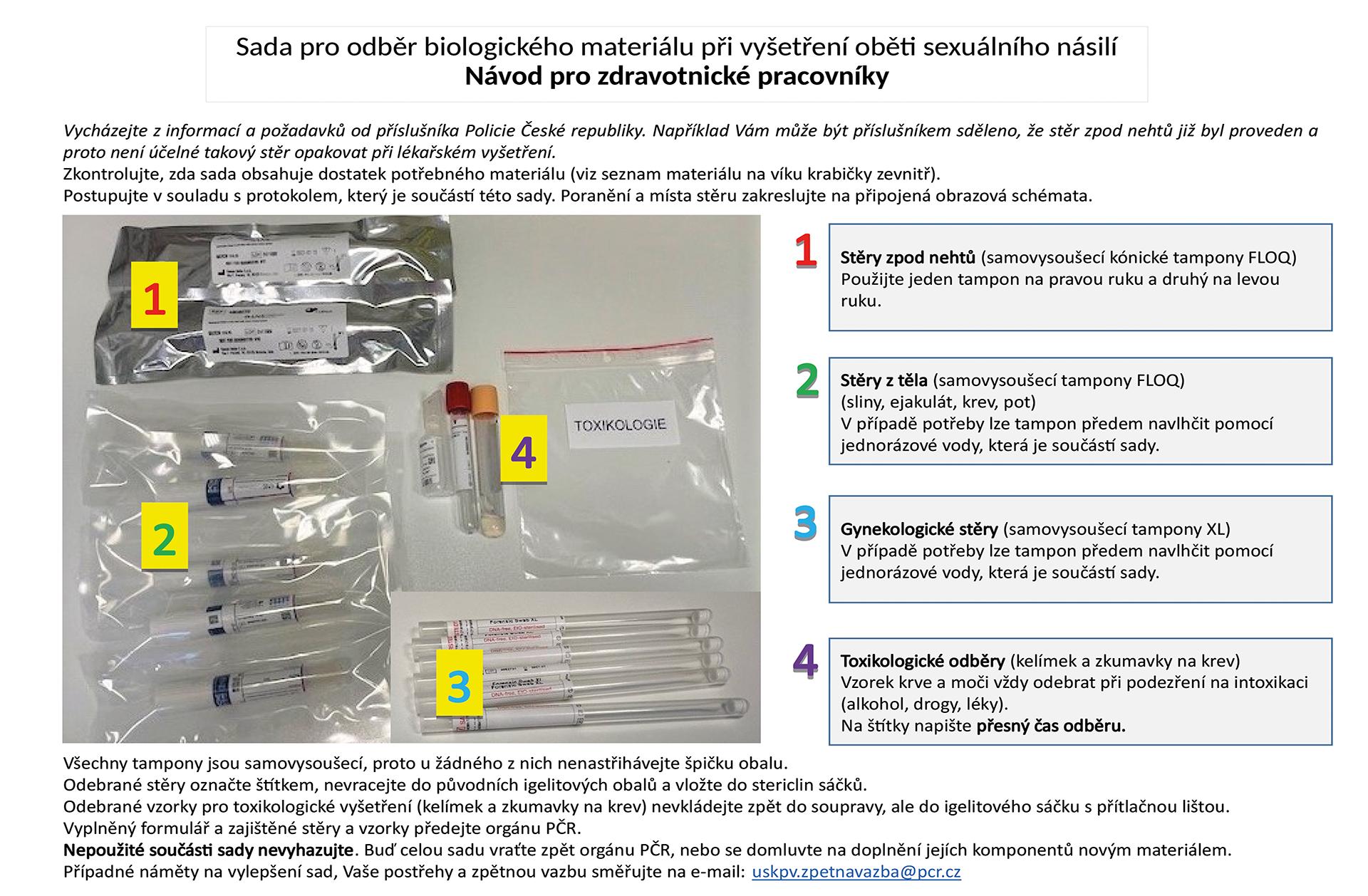 Odběrové sady pro vyšetření obětí sexuálně motivovaných trestných činů