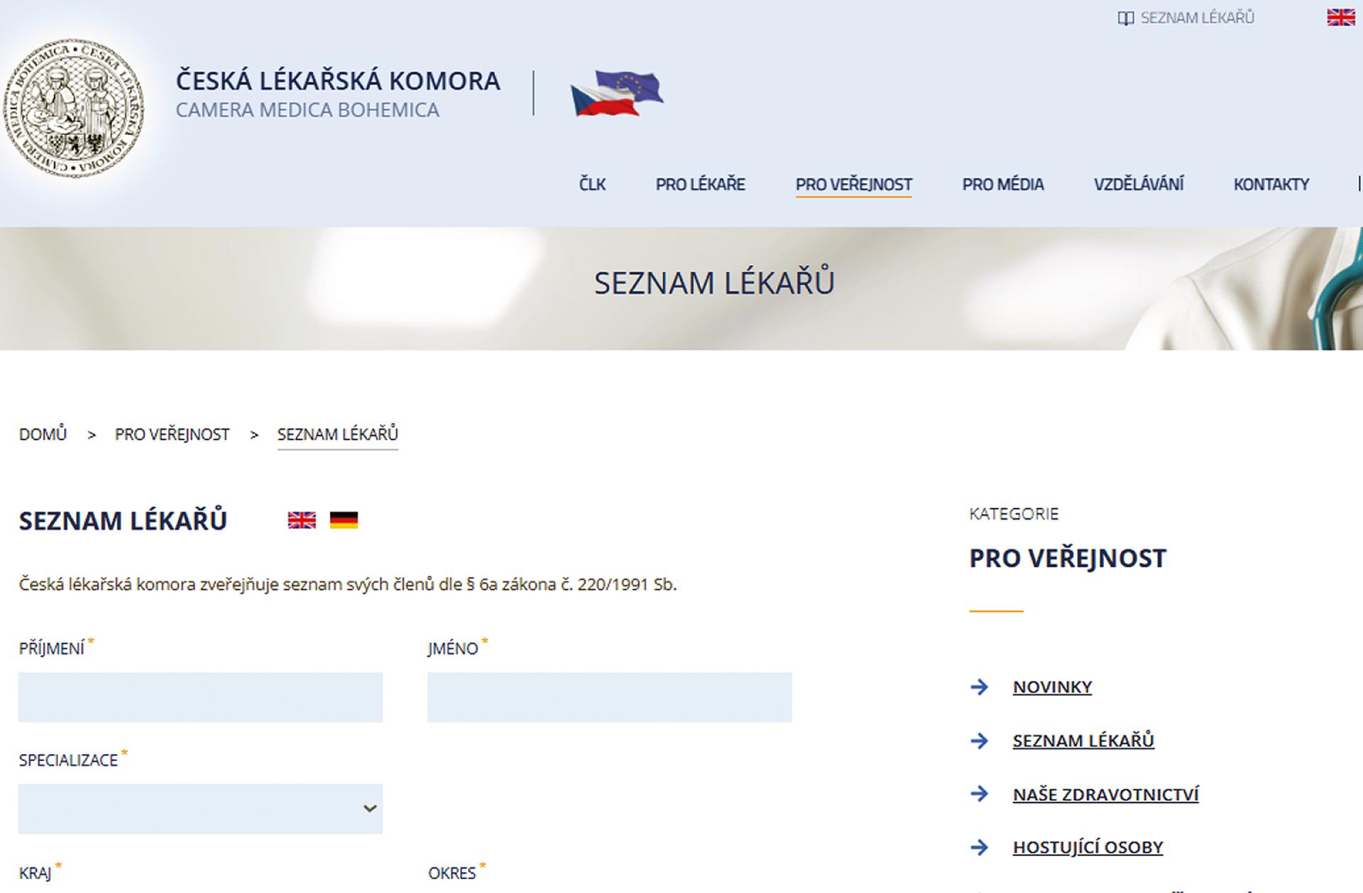 Aktualizujte své údaje v seznamu členů ČLK